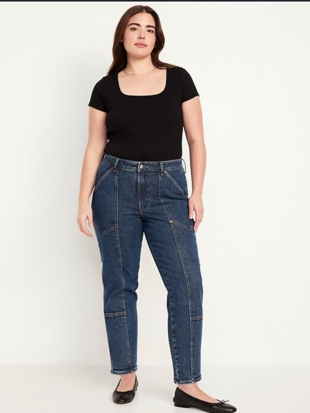 Old Navy Utility Streetwear High Waisted OG straight dark wash blue jeans